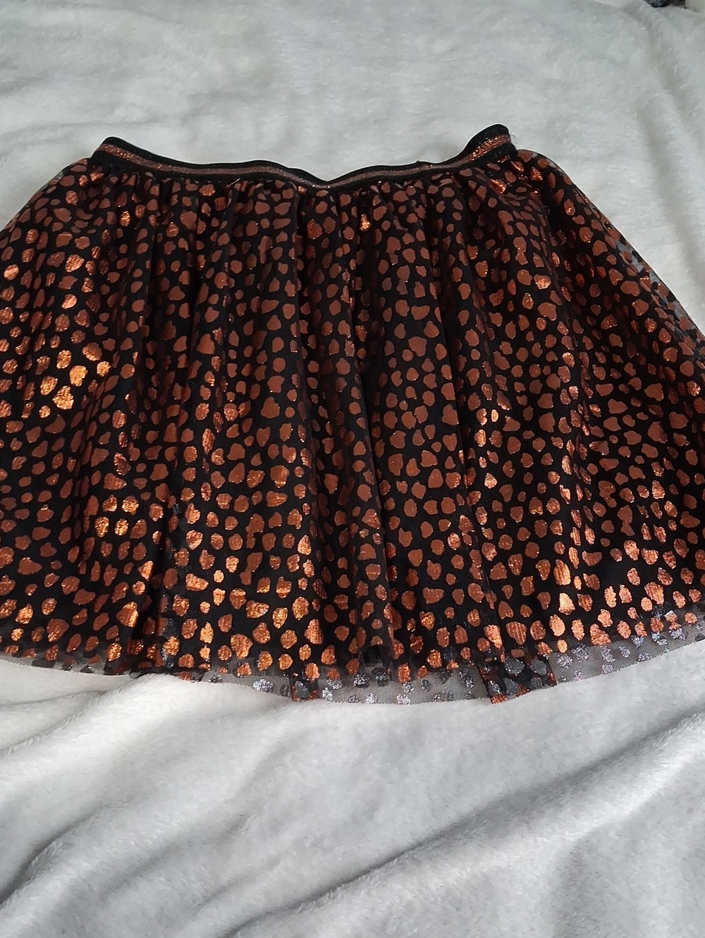 Black and Orange Metallic Candy Corn Design Tulle Skirt